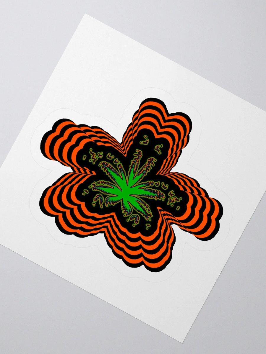 Twisted Weed Leaf Stoner Sticker, Orange Black Green Cannabis 420 Flower Art product image (2)