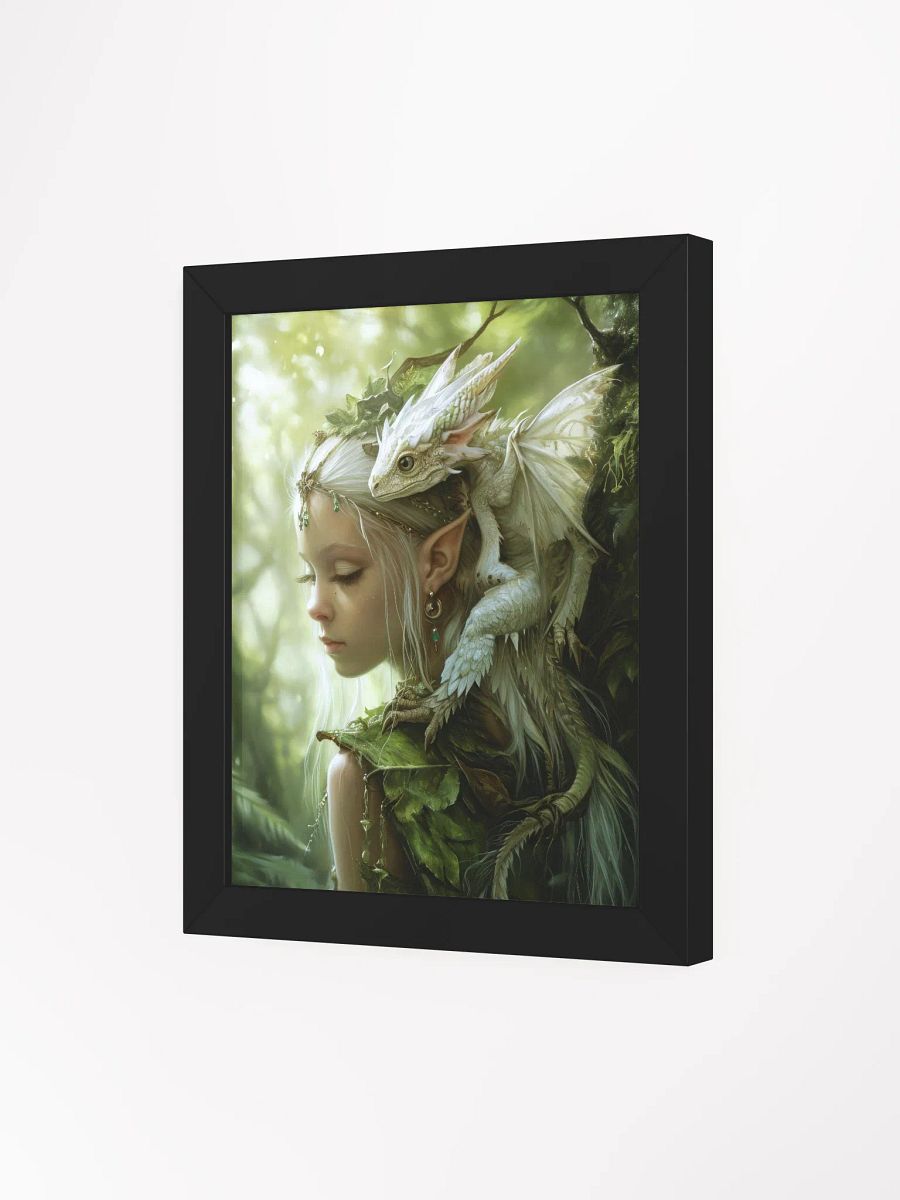 Young elf with her small dragon on the shoulder - Framed High Quality Matte Poster product image (20)