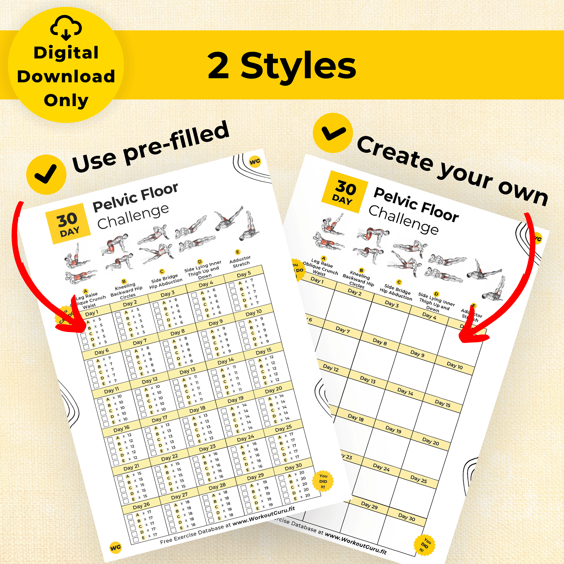 30 Day Pelvic Floor Challenge - Printable Workout Tracker product image (4)