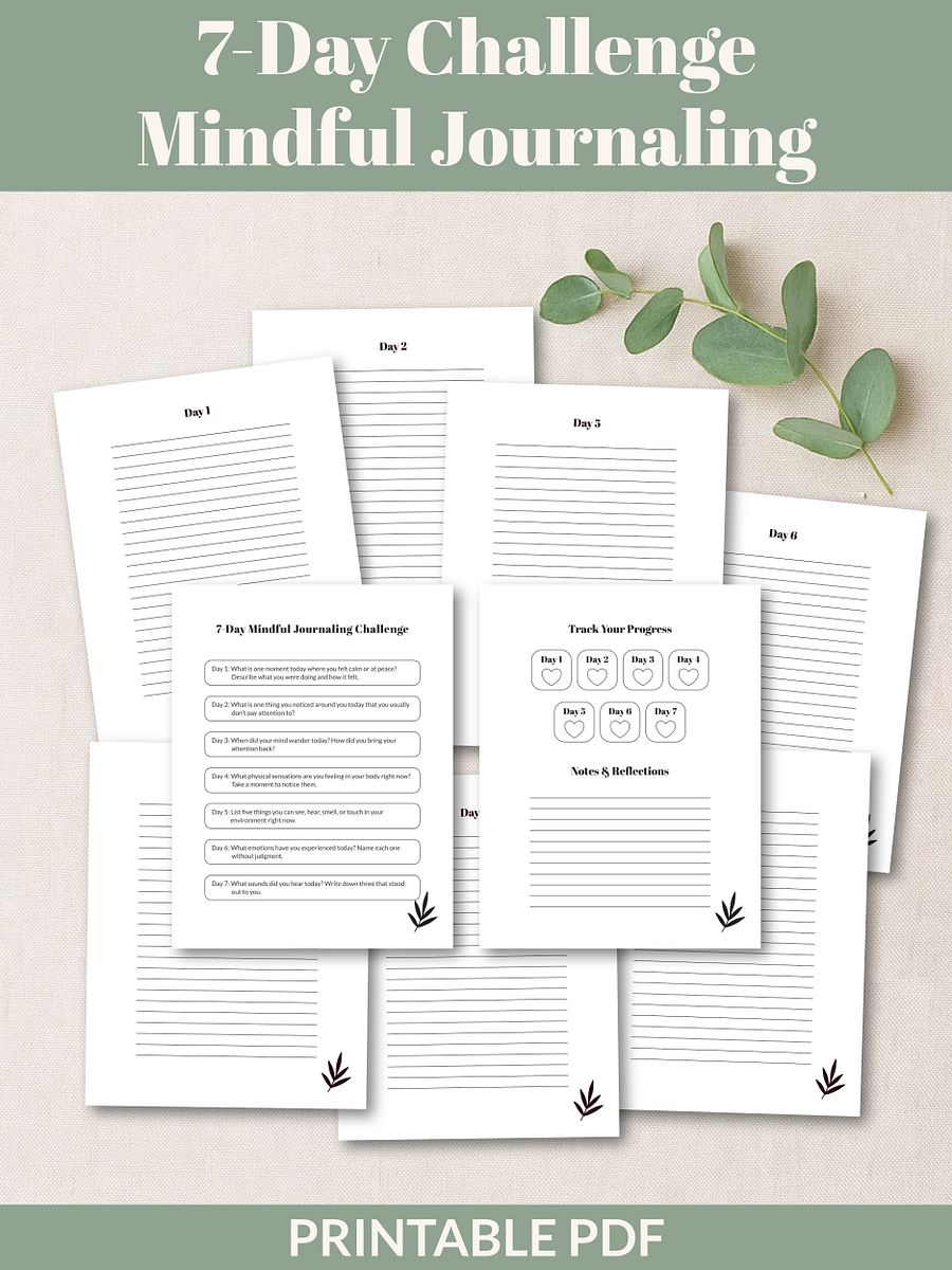 7-Day Mindful Journaling Challenge Printable product image (2)