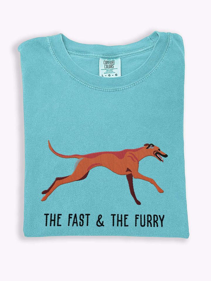 The Fast & The Furry T-Shirt(Embroidered) of a Greyhound(Red) product image (1)