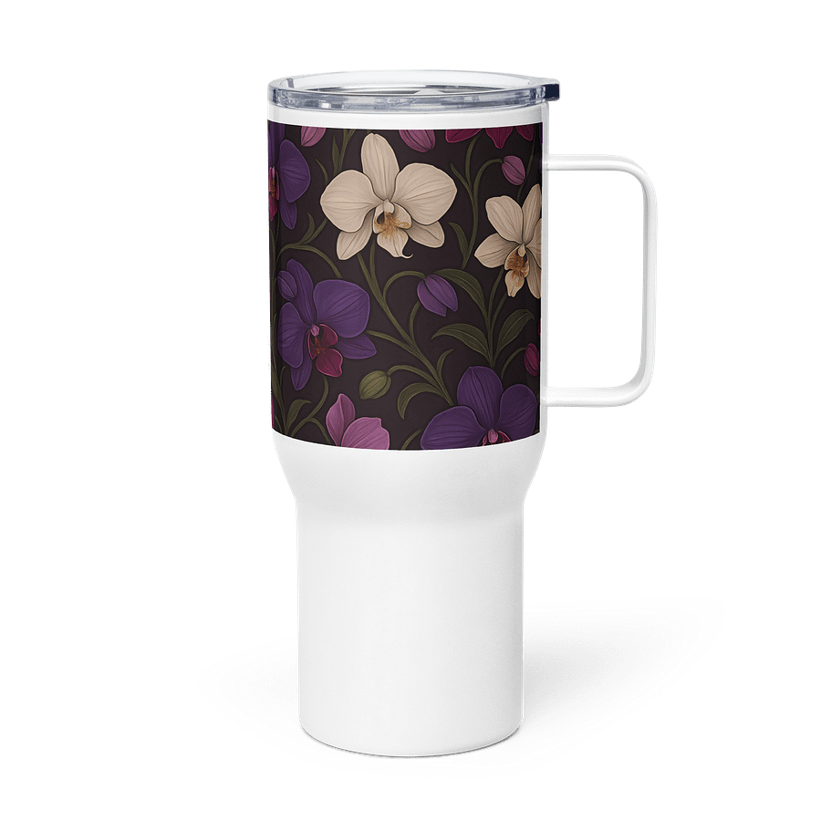 Purple and White Orchid Tumbler – 20oz Stainless Steel Floral Travel Cup product image (4)