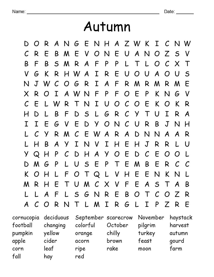 Autumn Word Search Puzzle product image (3)