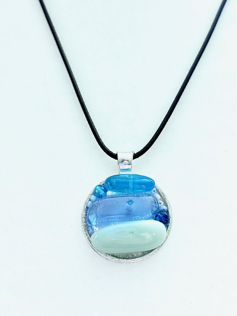 Coastal Calm Horizon Pendant Necklace | Handmade Glass Art Jewelry | Monique Faella Designs™ | MFD-00208 product image (3)