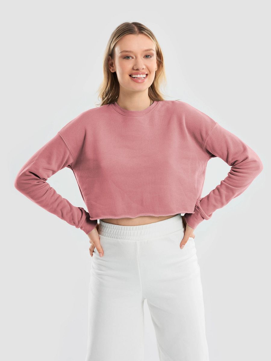 Plain Color Mauve Crop Sweatshirt product image (1)