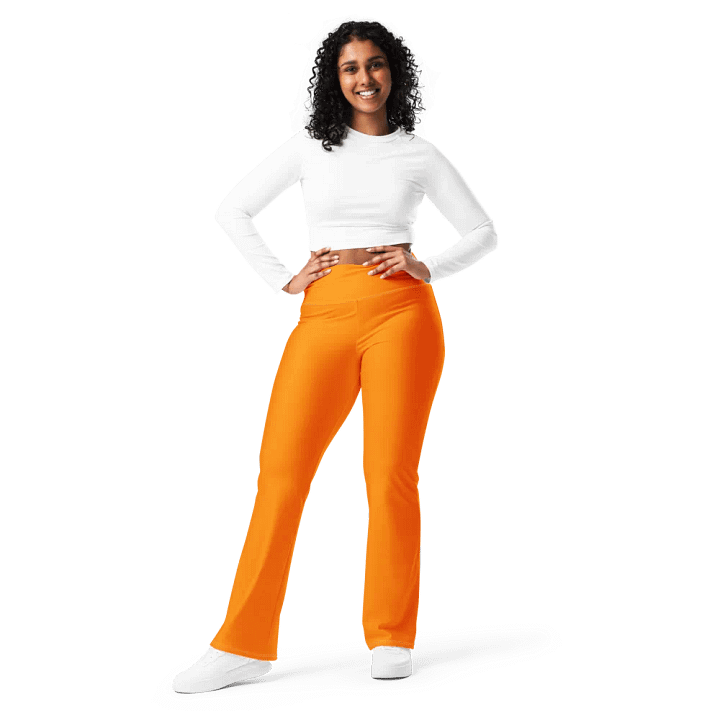 Plain Color Orange Flare Leggings product image (1)