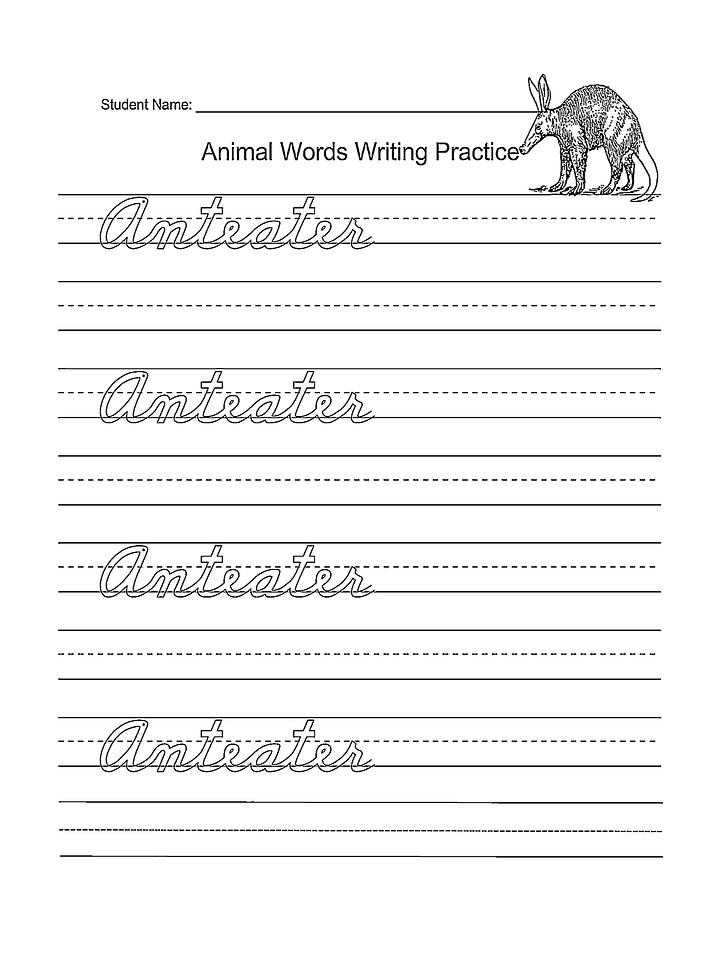 Cursive Writing Practice with Animal Names product image (2)