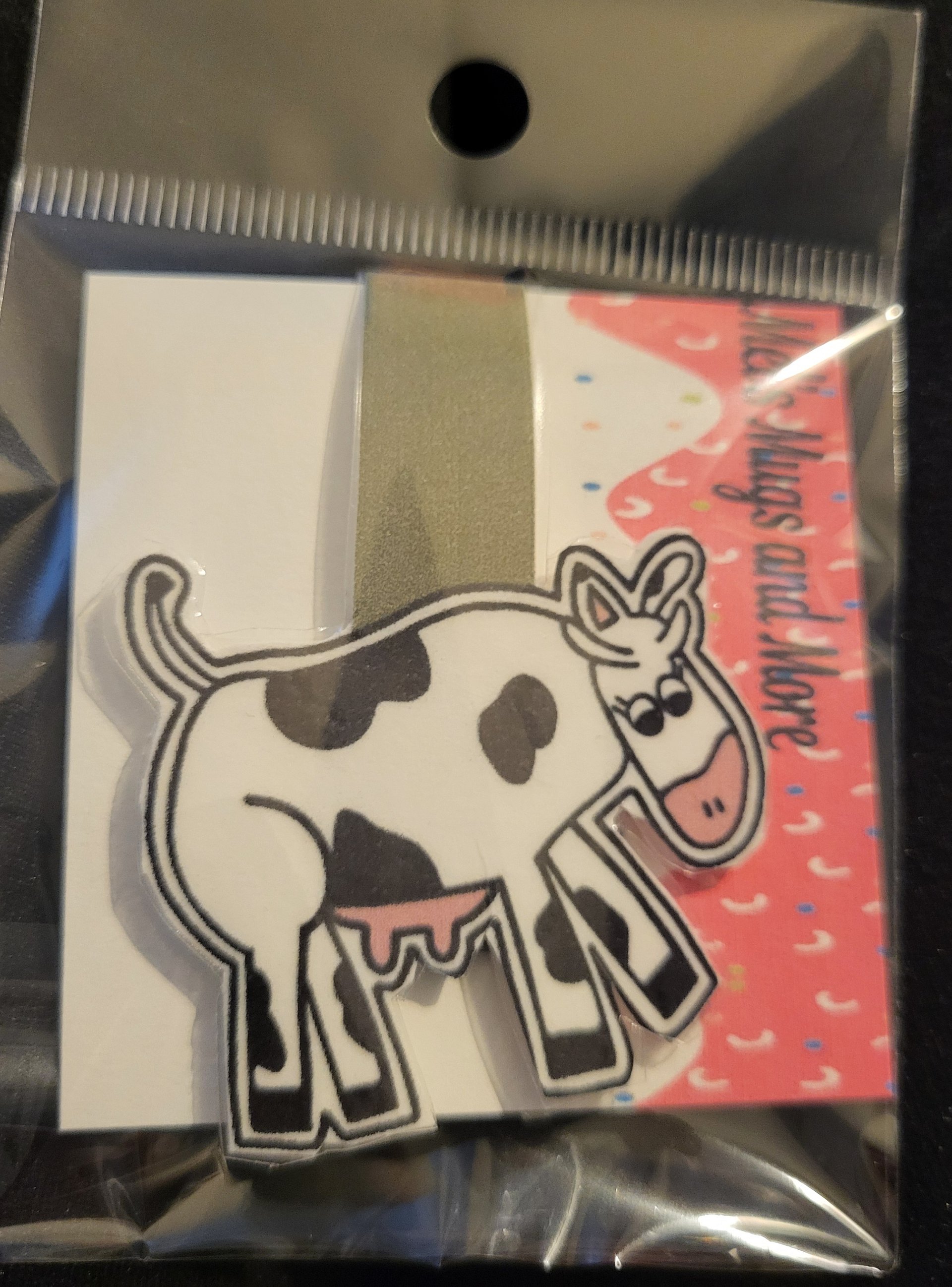 Cute Cartoon Black and White Cow Cut Out Magnetic Laminated Bookmark for Farm Animal Lovers product image (1)
