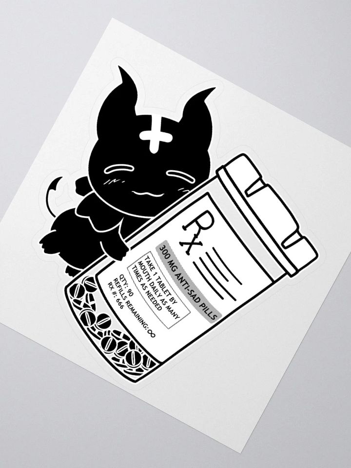 Greeble Anti-Sad Pills Kiss-Cut Sticker (Greyscale) product image (6)