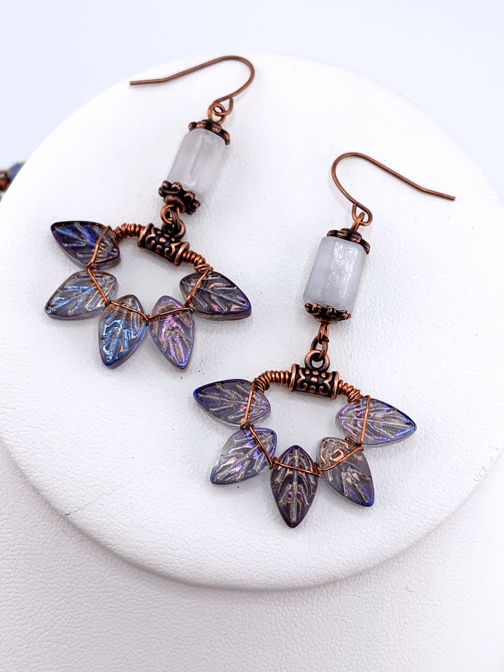 Blue Copper Leaves Necklace and Earrings Set product image (5)