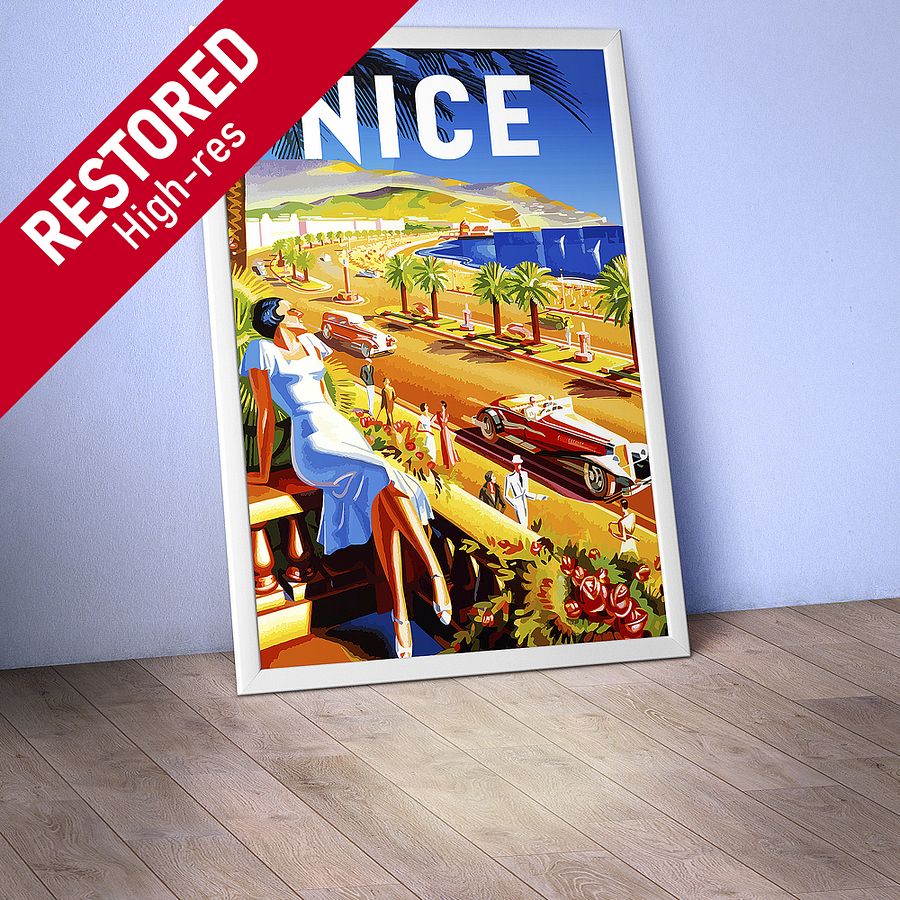 Nice, France, 1930 — retro vintage travel poster, art deco poster, art deco print, art deco wall art, vintage poster product image (1)