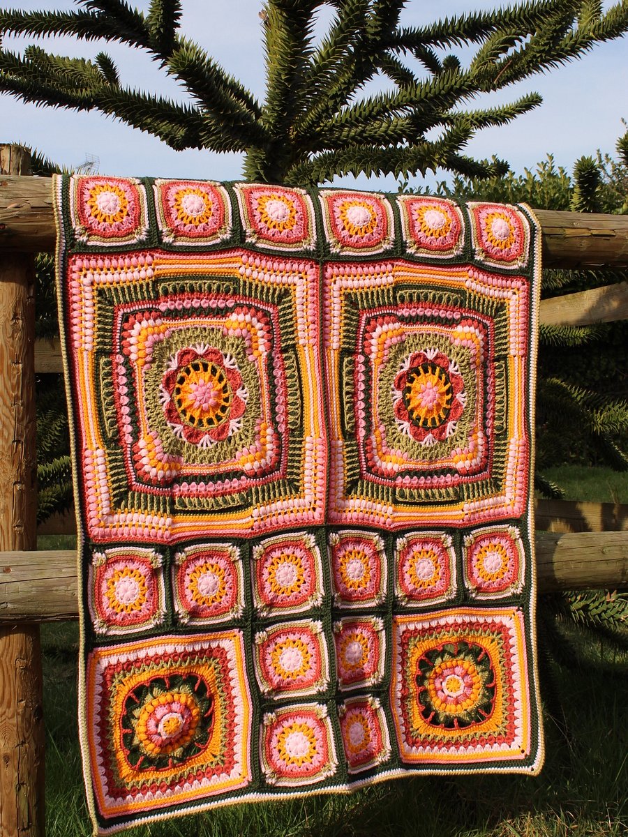 Floral Bloom Spring Crochet Blanket - Crochet Squares Blanket Pattern PDF product image (8)