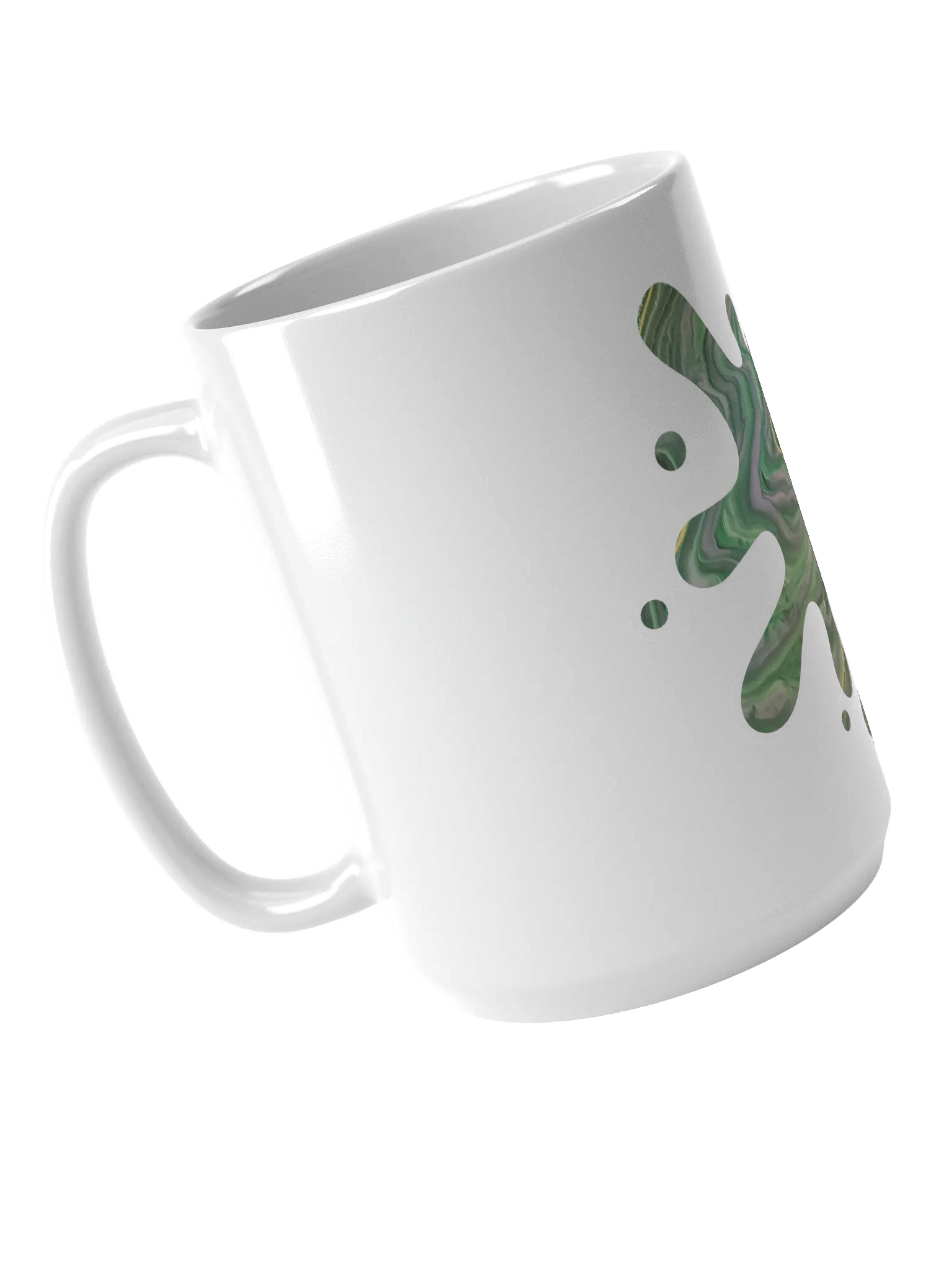 Acrylic Painting Splatter Mug w/Greens & Gold product image (3)