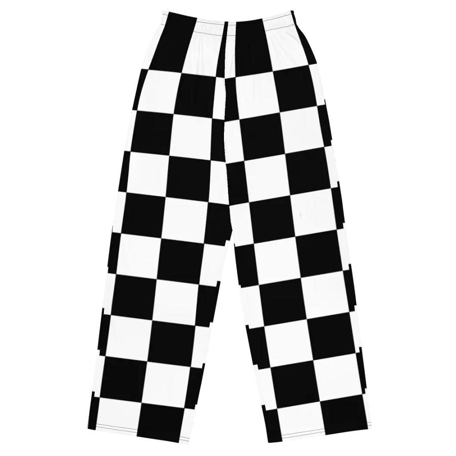 Black and White Big Squares/All-Over Wide Leg Pants Print by Sublicolor product image (4)