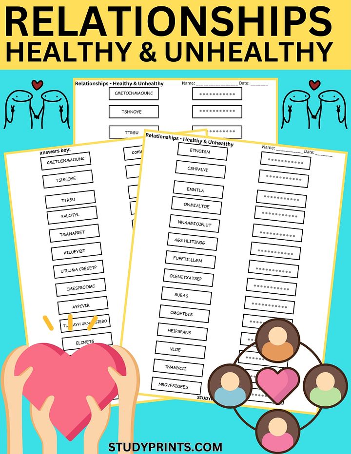 Healthy and Unhealthy Relationships Word Scramble Worksheet product image (1)