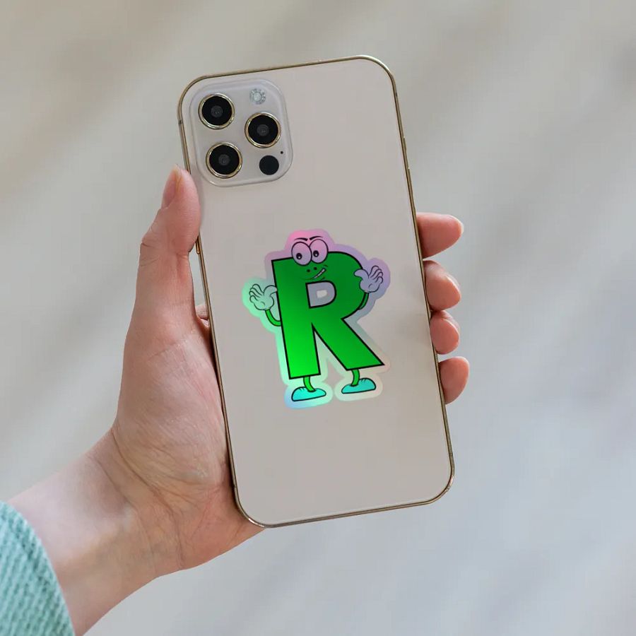 R Letter Cartoon Character Holographic Sticker product image (8)