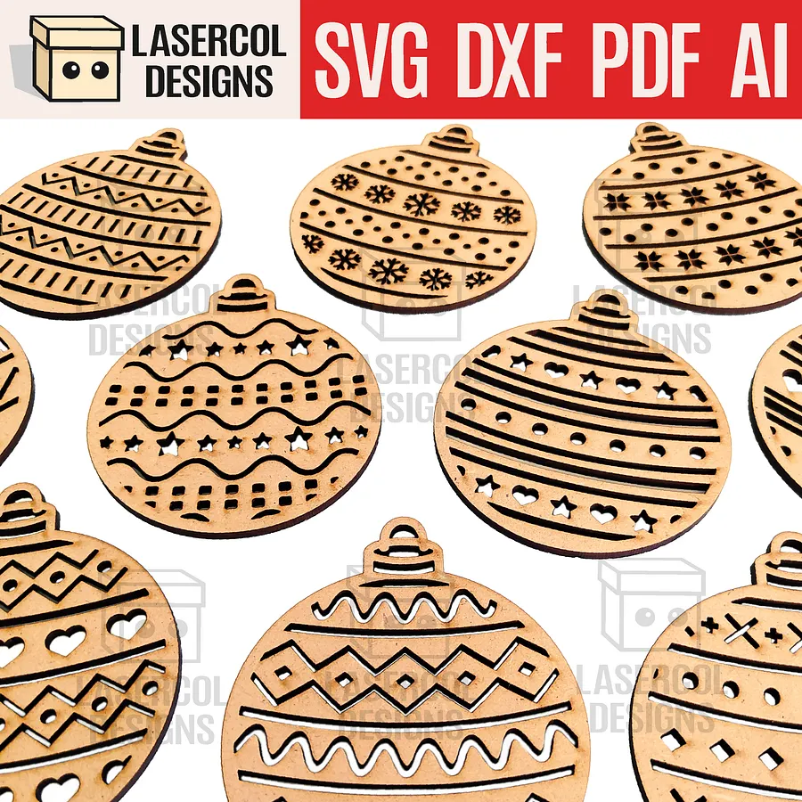 Christmas Ornaments (10 Styles) - Laser Cut Files product image (1)