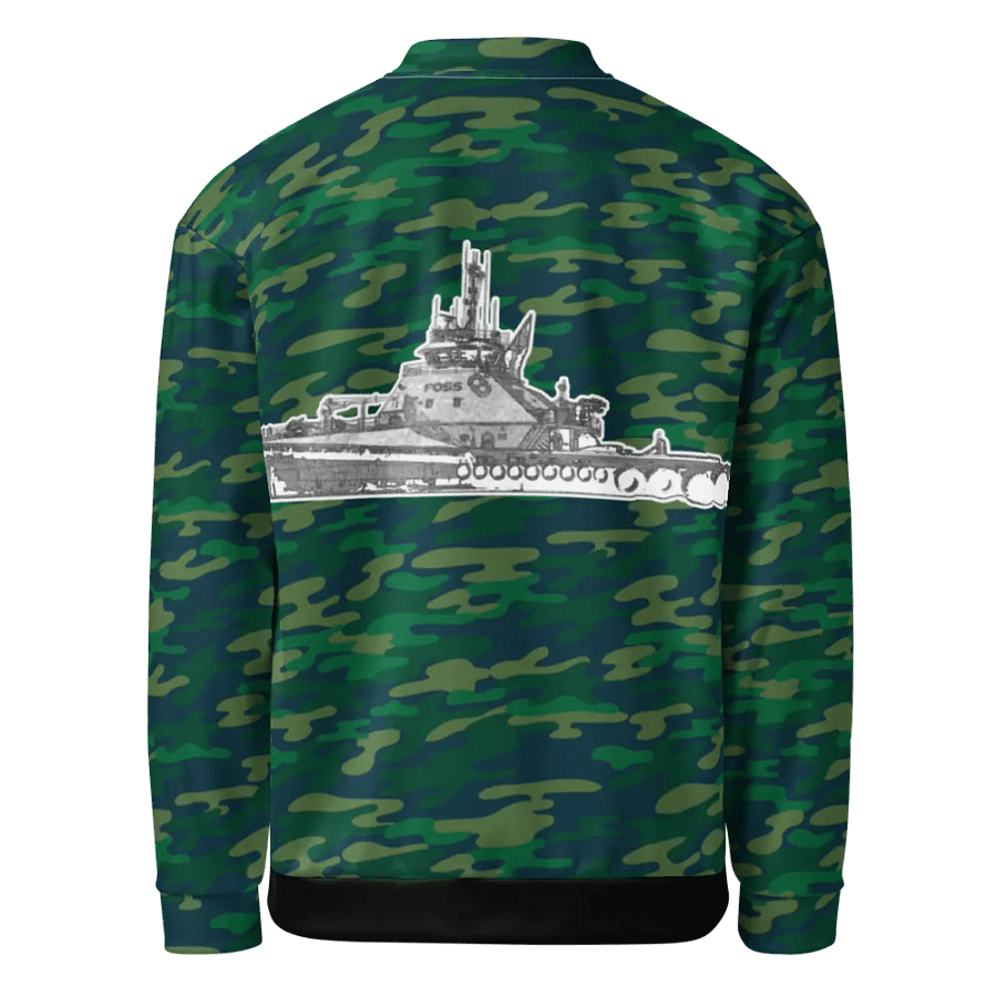 Foss Tugboat Sketch Teal Camouflage Bomber Jacket product image (4)