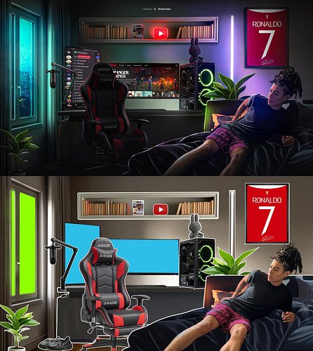 Client asked for a lofi style room setup🛹 im so glad it turned out like perfect • Drop ur thoughts 👇
.
✉️DM for commission wo...