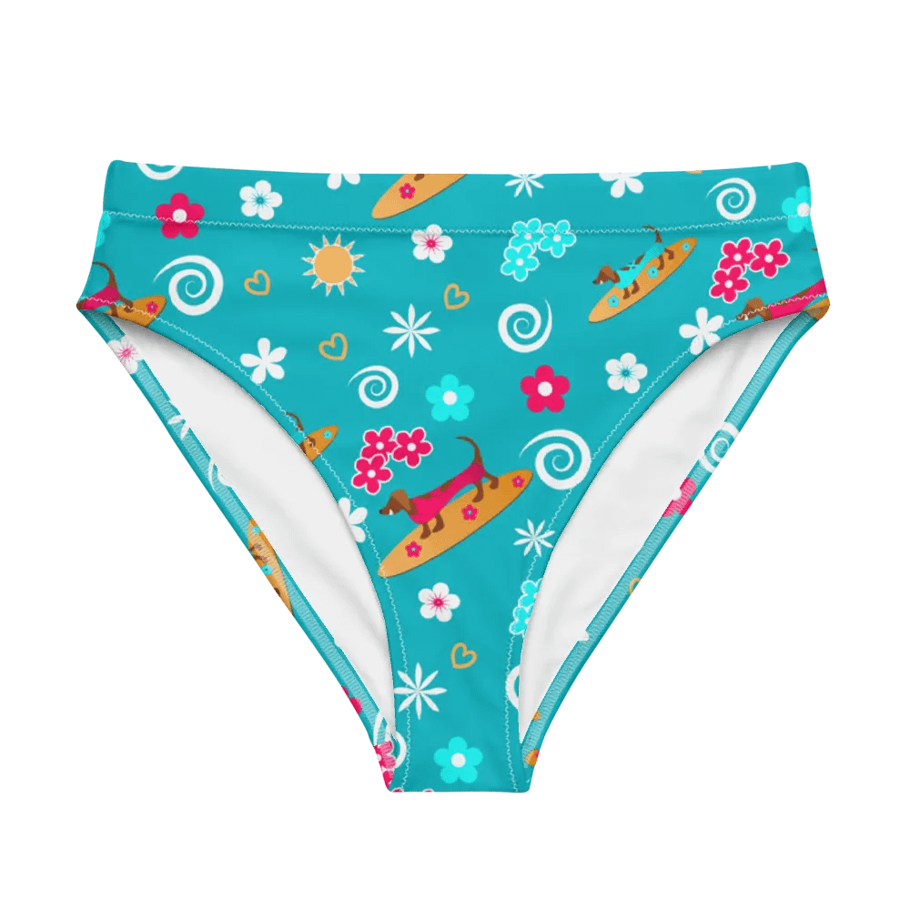 Surfing Dachshund Pattern High Waisted Bikini Bottom product image (6)