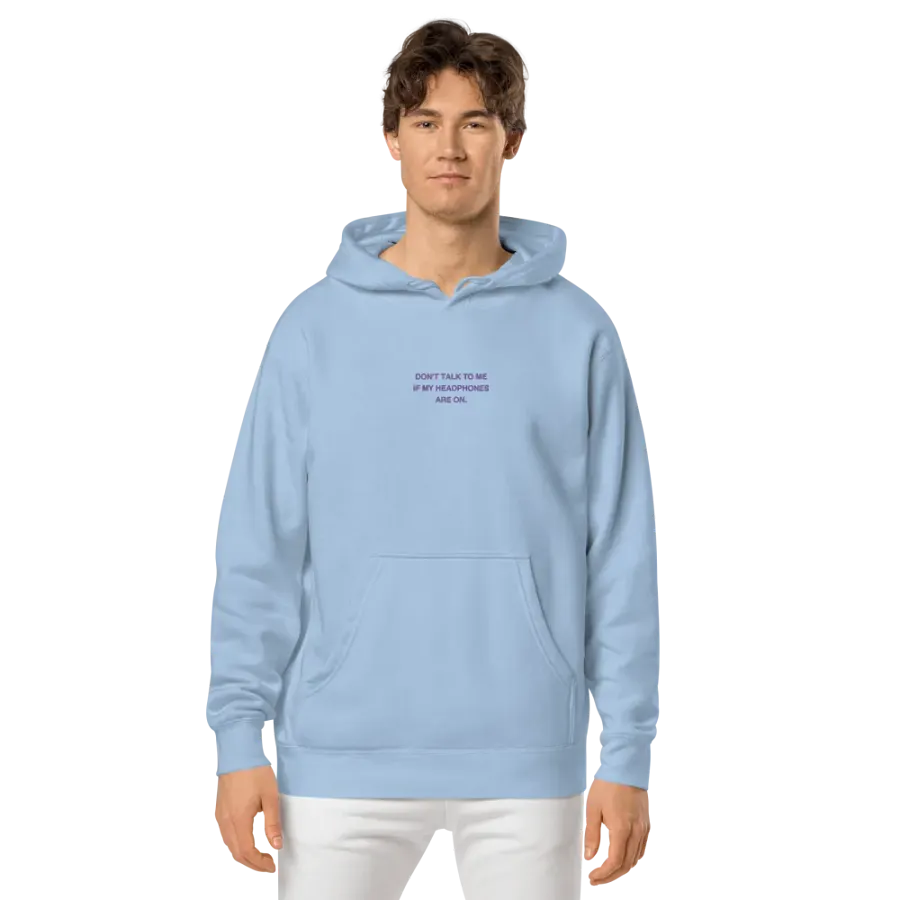 HEADPHONES ON (purple) embroidered pigment hoodie product image (3)