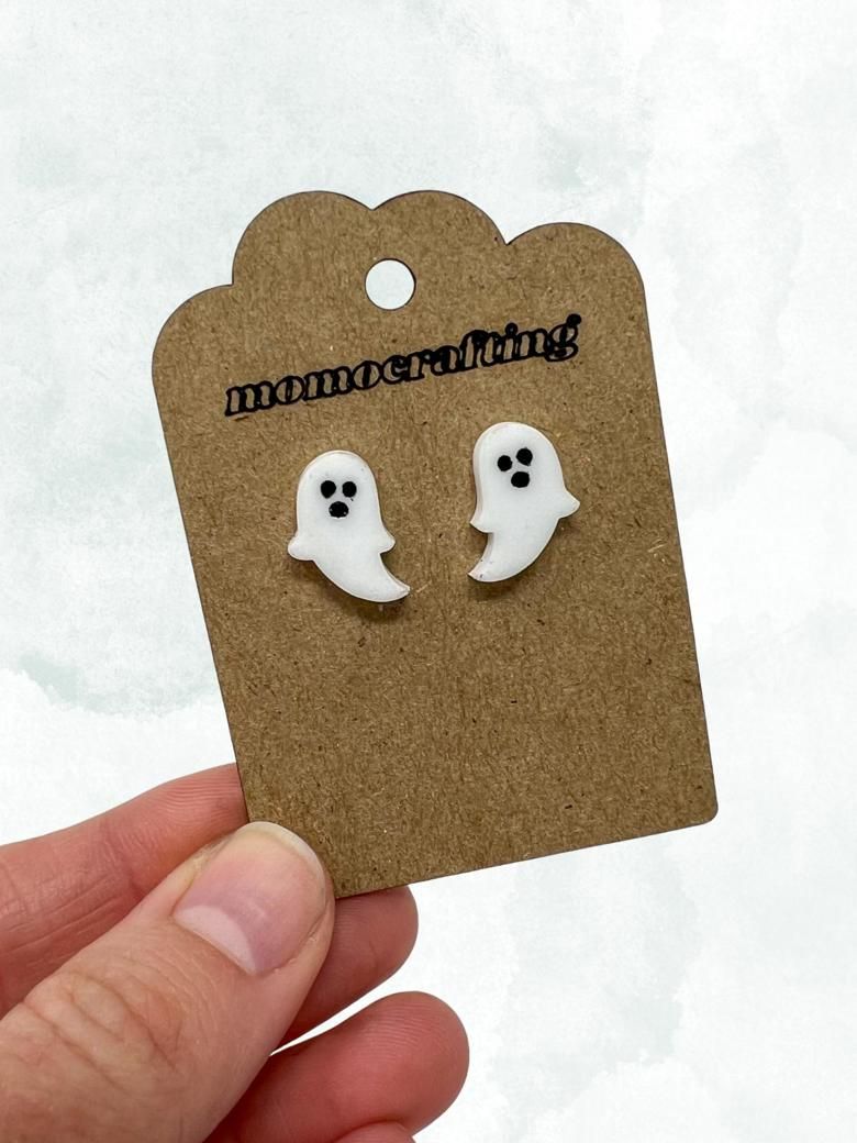 Ghost Stud Earrings (White, Arms Down) product image (1)