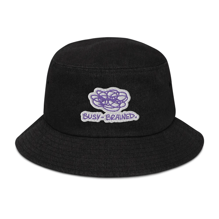 BUSY-BRAINED (purple bubble design) denim bucket hat product image (1)
