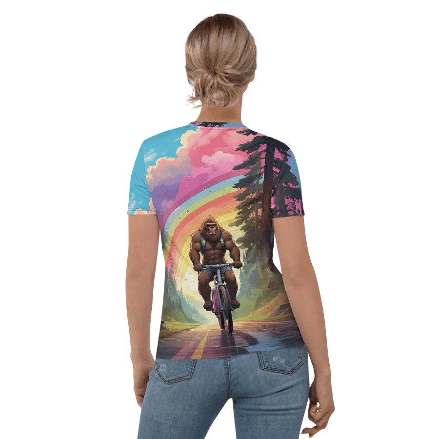 Bigfoot Riding a Bicycle All Over Print T-shirt product image (6)