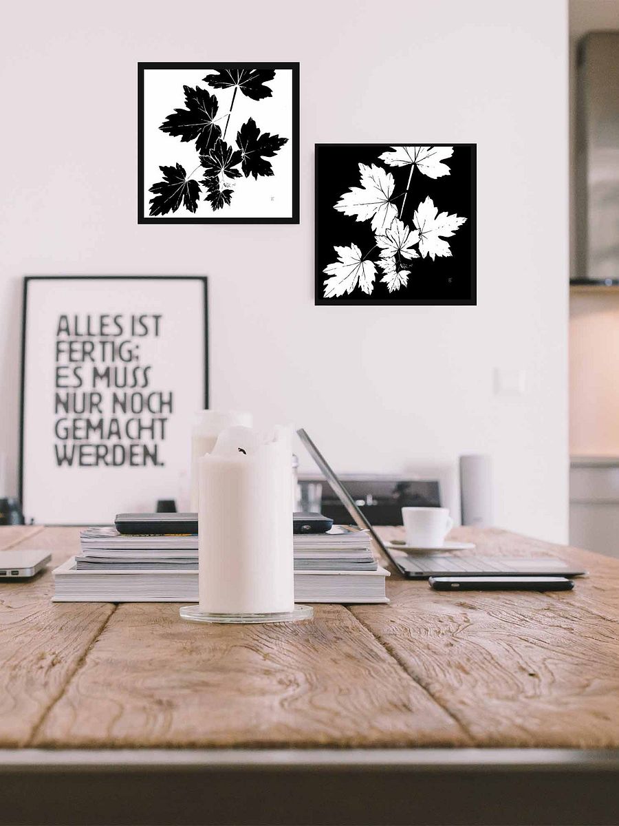 Leafy Silhouette Canvas Print - Grape Leaves Dark product image (4)