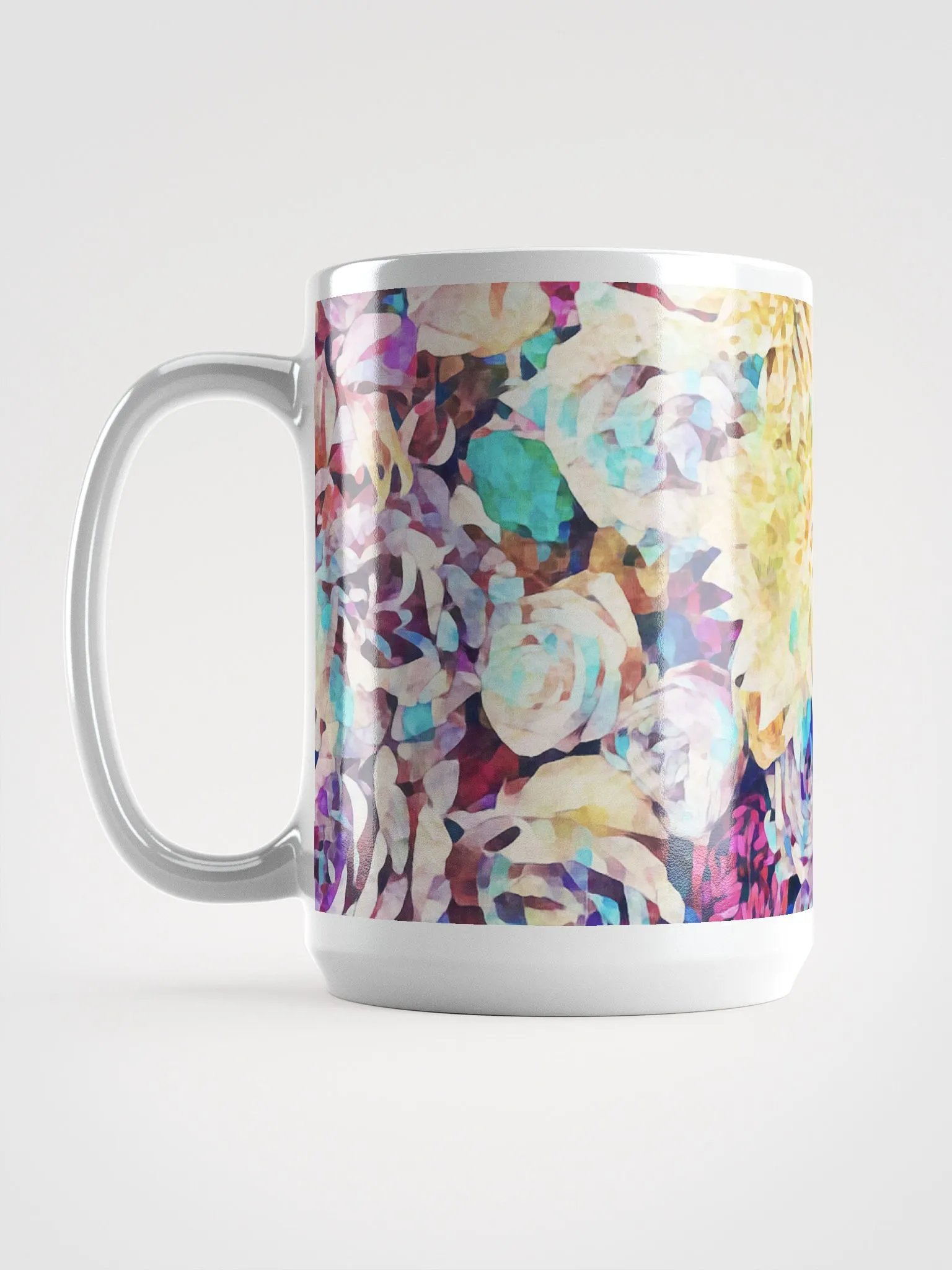 Abstract Graphic | White Coffee Mug | Mixed Blooms Floral product image (1)