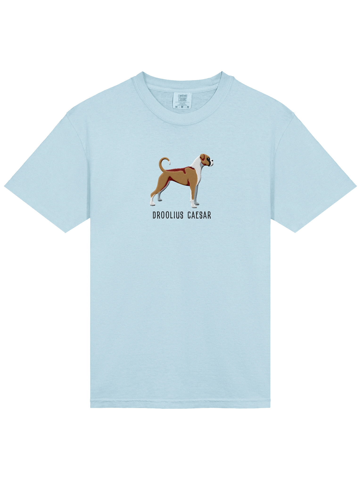 Droolius Caesar T-Shirt(Embroidered) of a Boxer(Tan & White) product image (53)