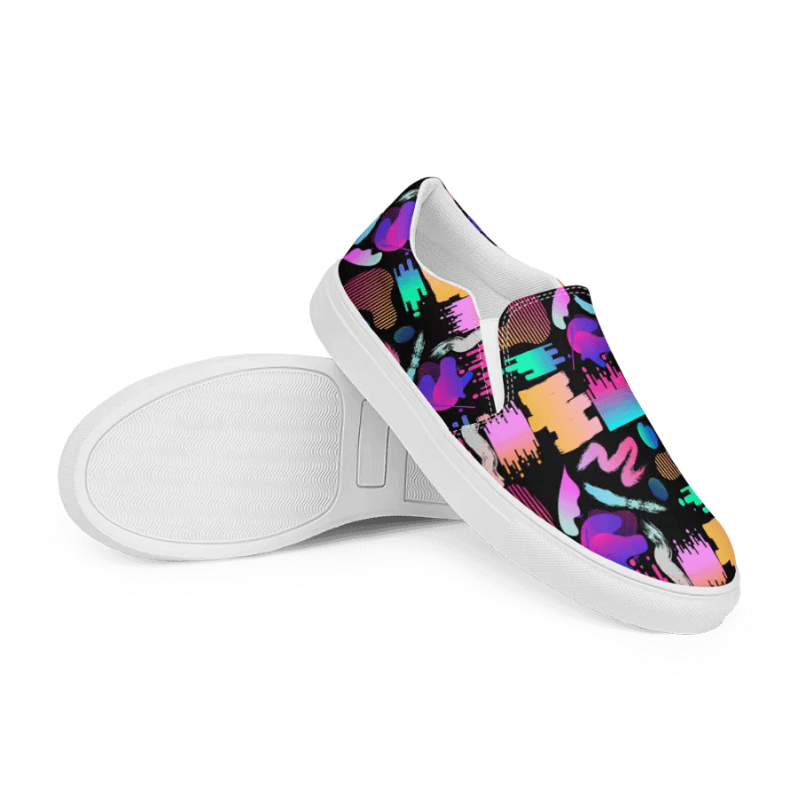 90's Pattern Womens Canvas Slip-On Shoes | Retro Pattern Shoes product image (12)