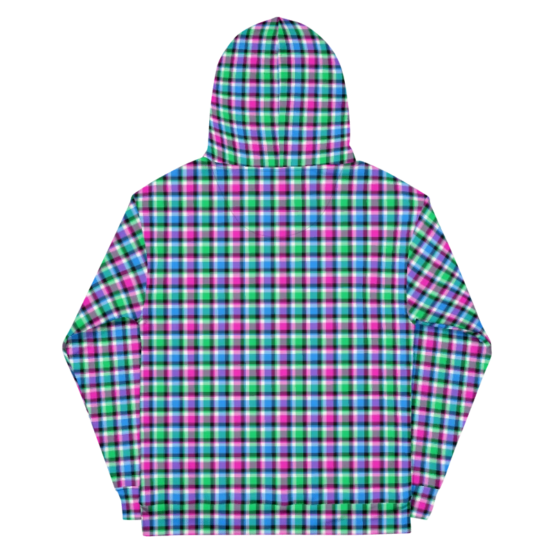 Magenta, Bright Green, and Blue Plaid Hoodie product image (7)