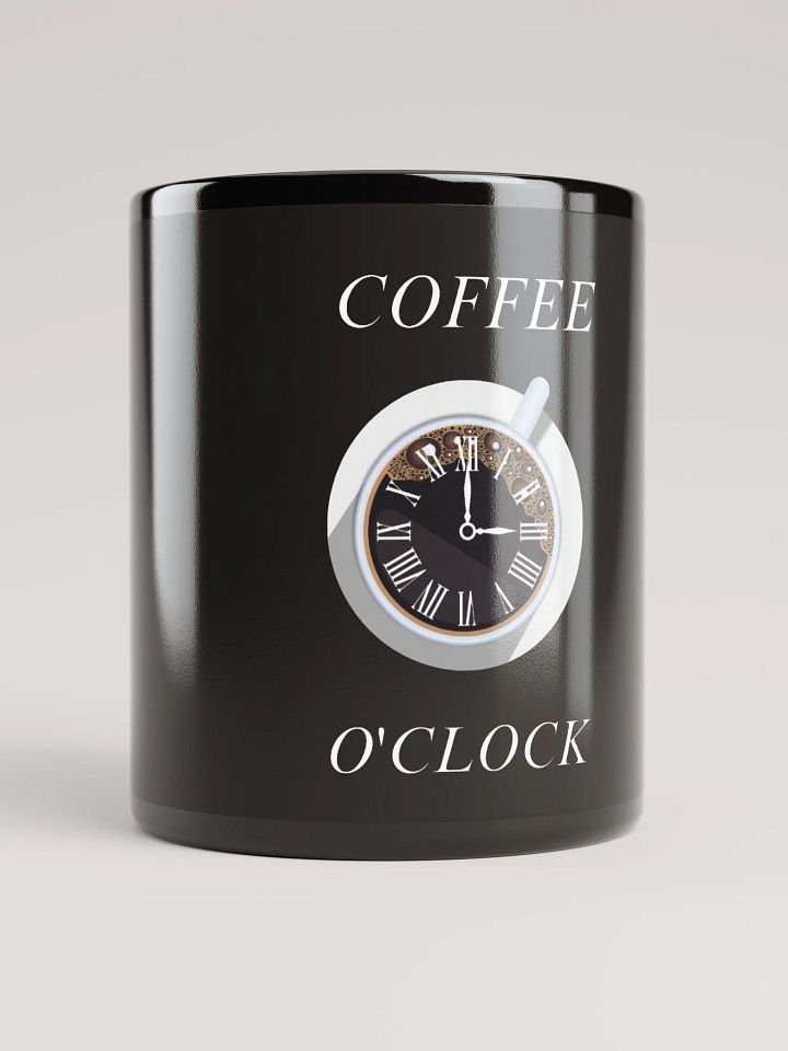 COFFEE O'CLOCK- Glossy Coffee Mug (BLACK) product image (1)