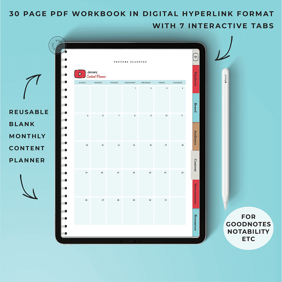 YouTube Digital Planner and Workbook Kit - Color product image (10)