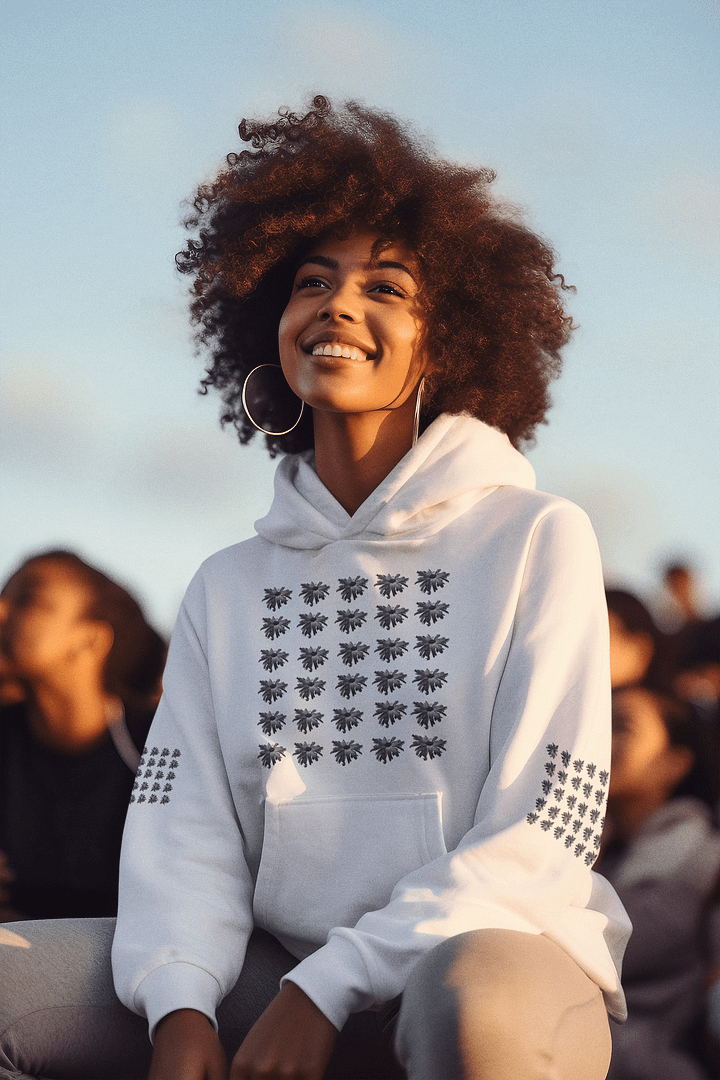 Abstract Floating Black Daisy Repeating Pattern Design Unisex Hoodie product image (1)