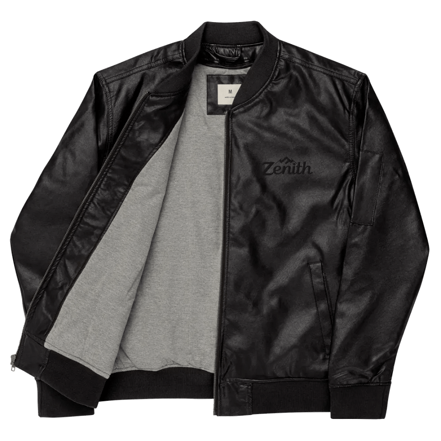 Zenith Unisex Faux Leather Bomber Jacket - Relaxed Fit, Heavyweight PU Leather, Sizes XS-3XL, Available in Black and Brown product image (10)