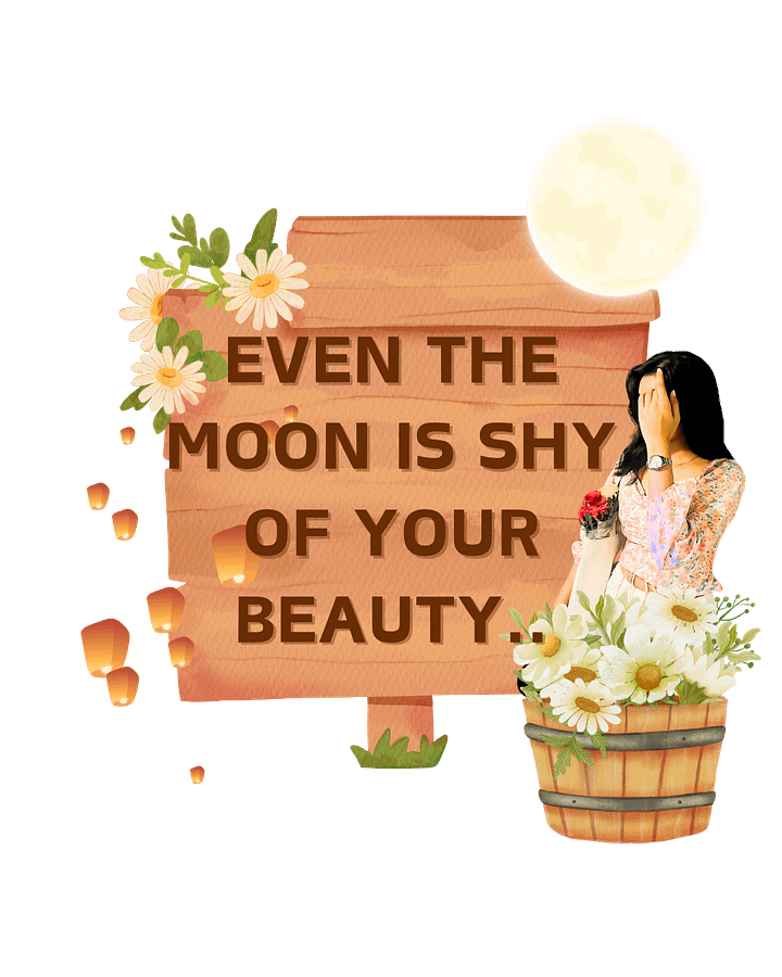 EVEN THE MOON IS SHY OF YOUR BEAUTY: Digital Sticker & Wallpaper product image (1)