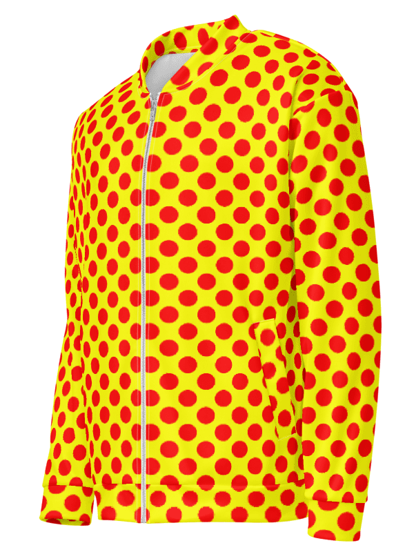 Red Polka Dots on Yellow Unisex Bomber Jacket product image (2)