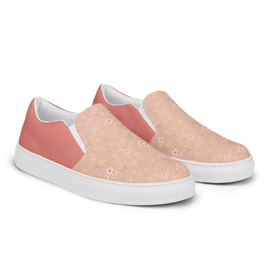 Cherry Blossoms on Cream Women's Slip-On Canvas Shoes product image (6)