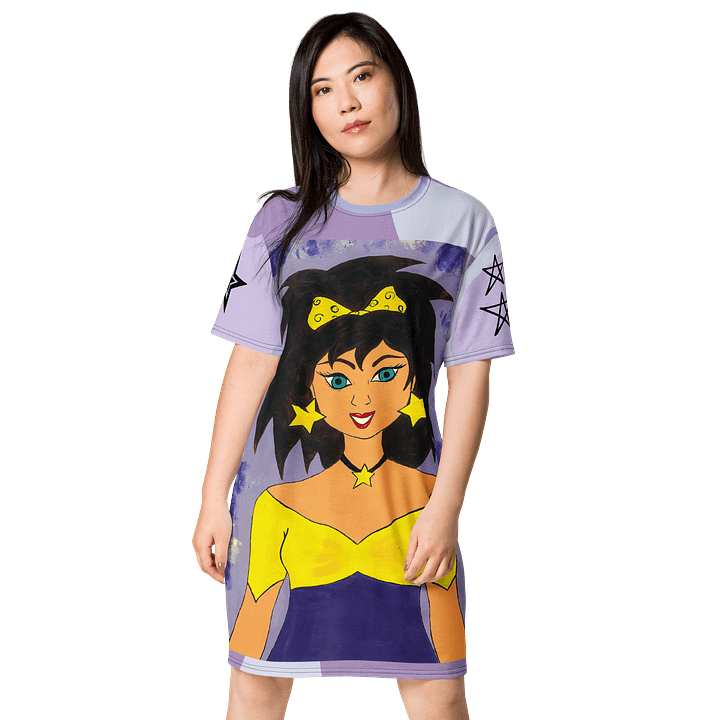 Girl with the stars (art by Dina R.) acrylic painting picture - Dress product image (1)