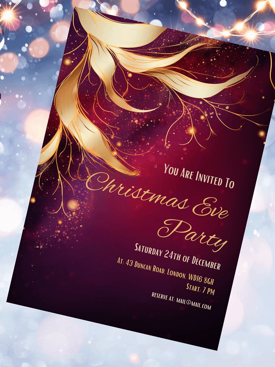 Red, Purple and Gold Christmas Party Invitation | Editable in Canva | Christmas Party Printable | Holiday Invitation Template | Canva product image (3)