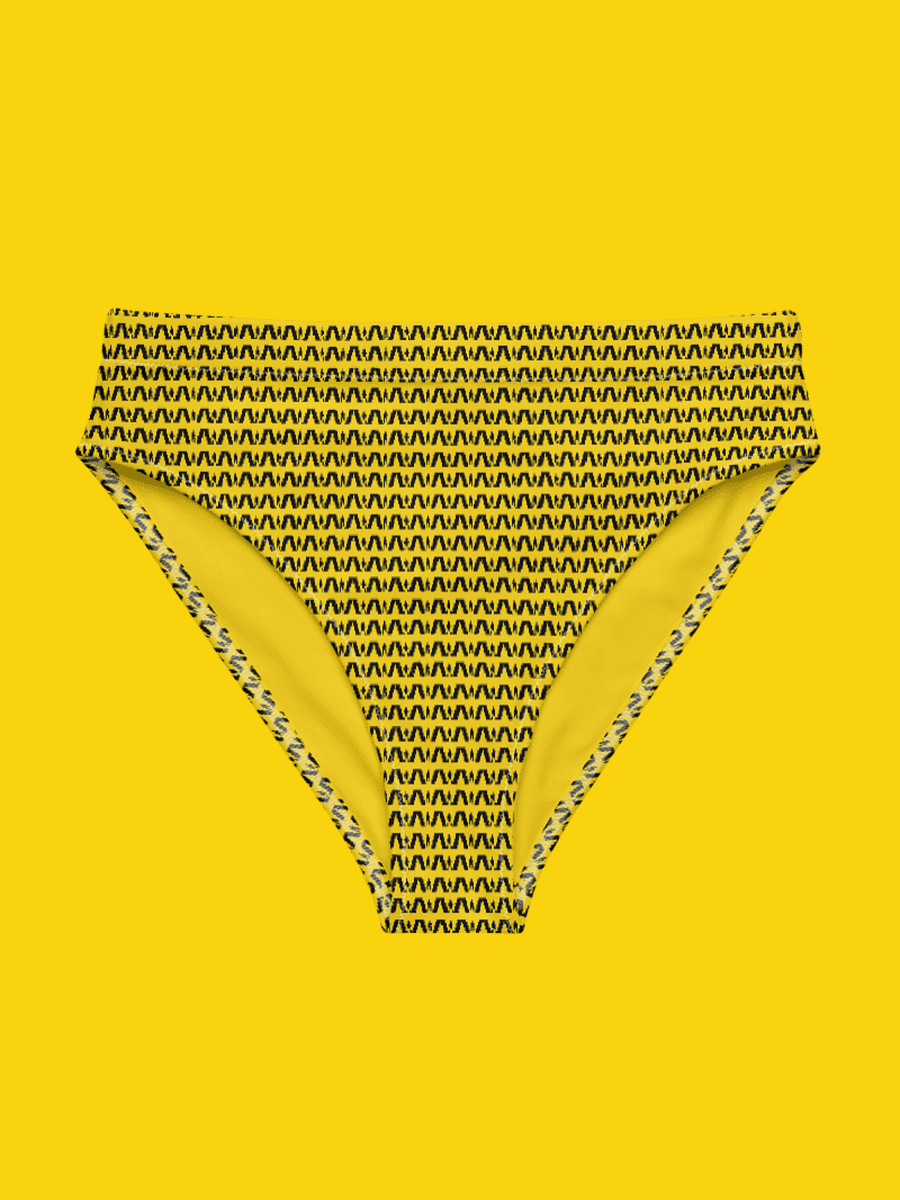 All-Over Print Recycled High Waisted Bikini Bottom, Yellow | WIL Style product image (5)