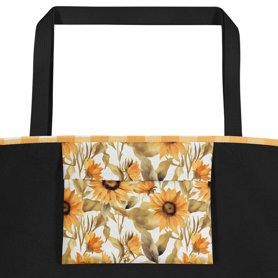 Sunny Gingham Sunflower -Over Print Tote Bag with Pocket product image (2)