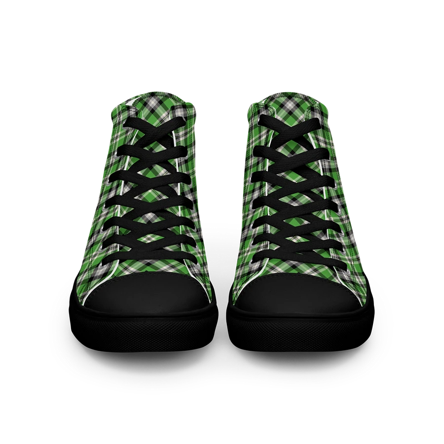 Bright Green Plaid Men's High Top Shoes product image (14)
