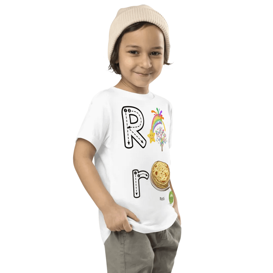 Toddler's White Tee👚 Alphabet Write Rr 📝 A-Z product image (3)