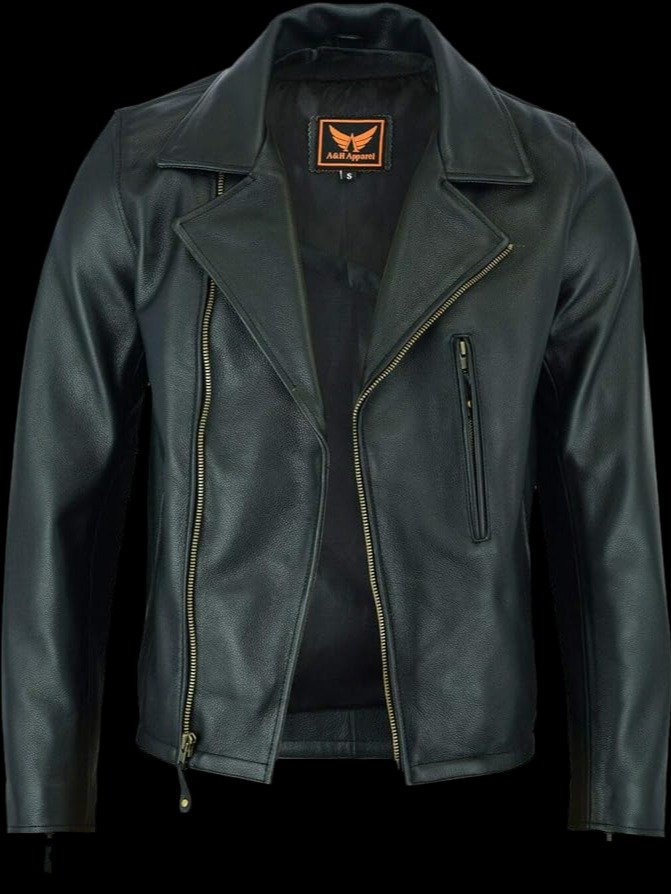 Mens A&H Classic Leather Biker Jacket V2 product image (1)