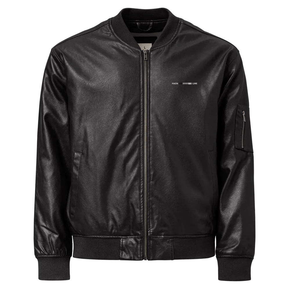 Made Line Faux Leather Bomber Jacket product image (1)