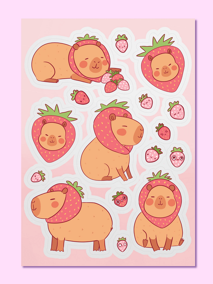 Delightful Capybara & Strawberry Sticker Sheet product image (1)