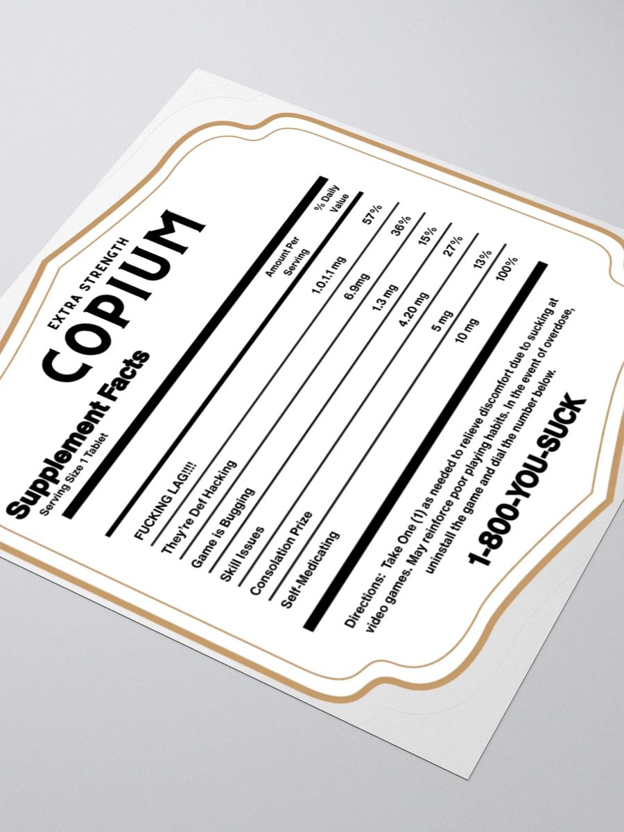 Copium Back Label Sticker product image (3)